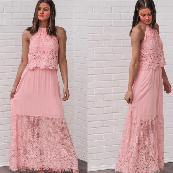 Pink Crotchet Halter Maxi - Picture 7 of 8